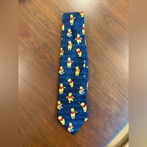 Vintage Winnie The Pooh Neck Tie Navy Blue Mens Disney Novelty 100% silk 90s Y2K
